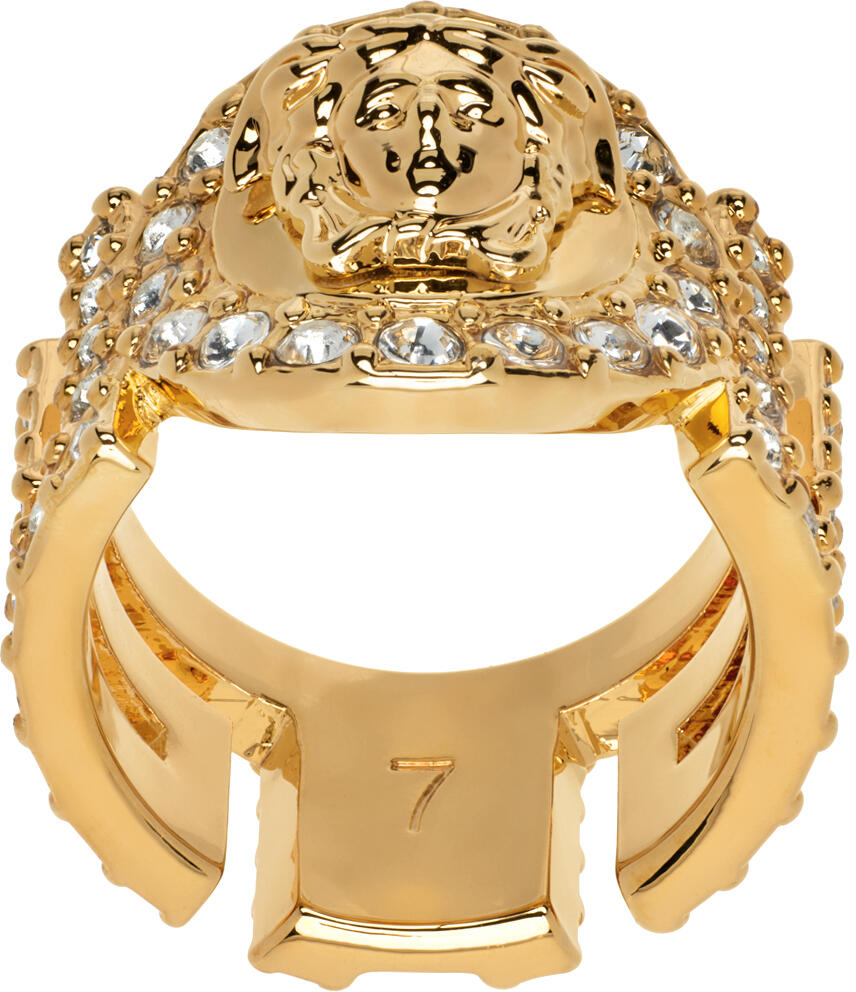 Versace Gold Crystal 'La Medusa' Ring Cover