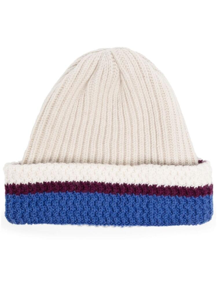 Pringle of Scotland ribbed-knit panelled beanie - White Cover