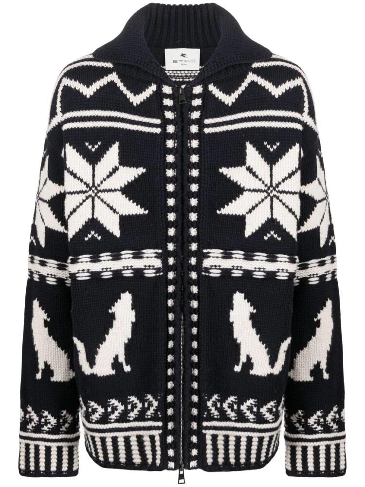 ETRO intarsia knitted jacket - Blue Cover