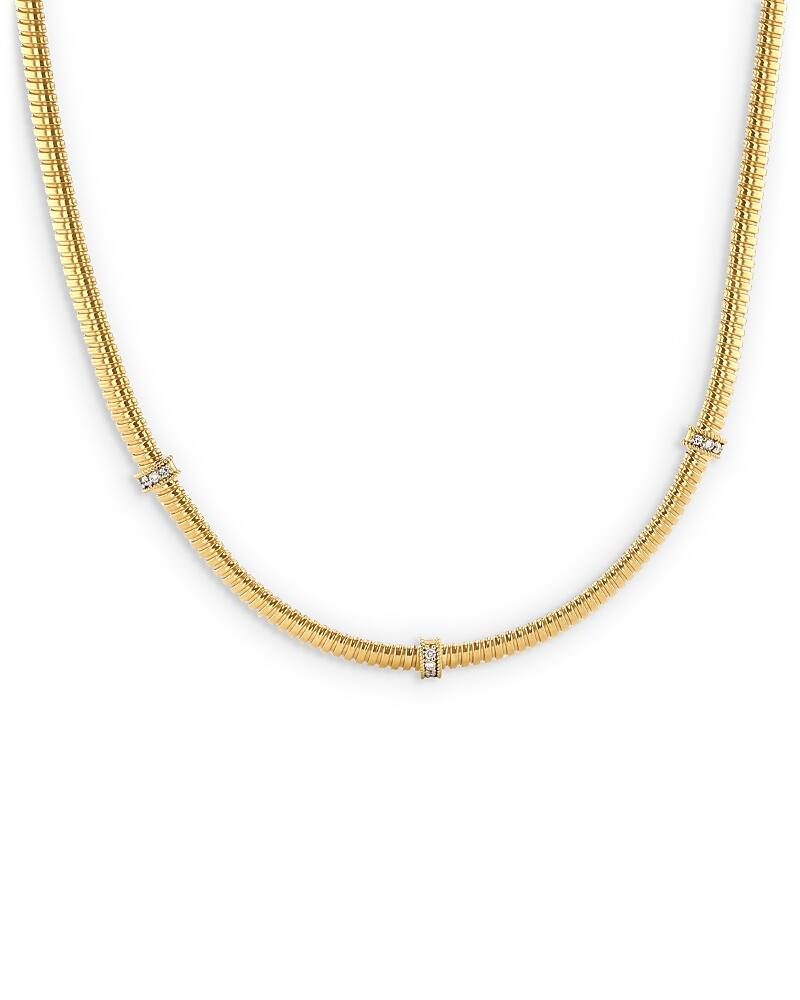 Alberto Milani 18K Yellow Gold Via Mercanti Diamond Three Station Tubogas Collar Necklace, 17 Cover