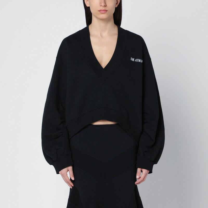 The Attico Oversized black cotton V-neck sweatshirt Cover