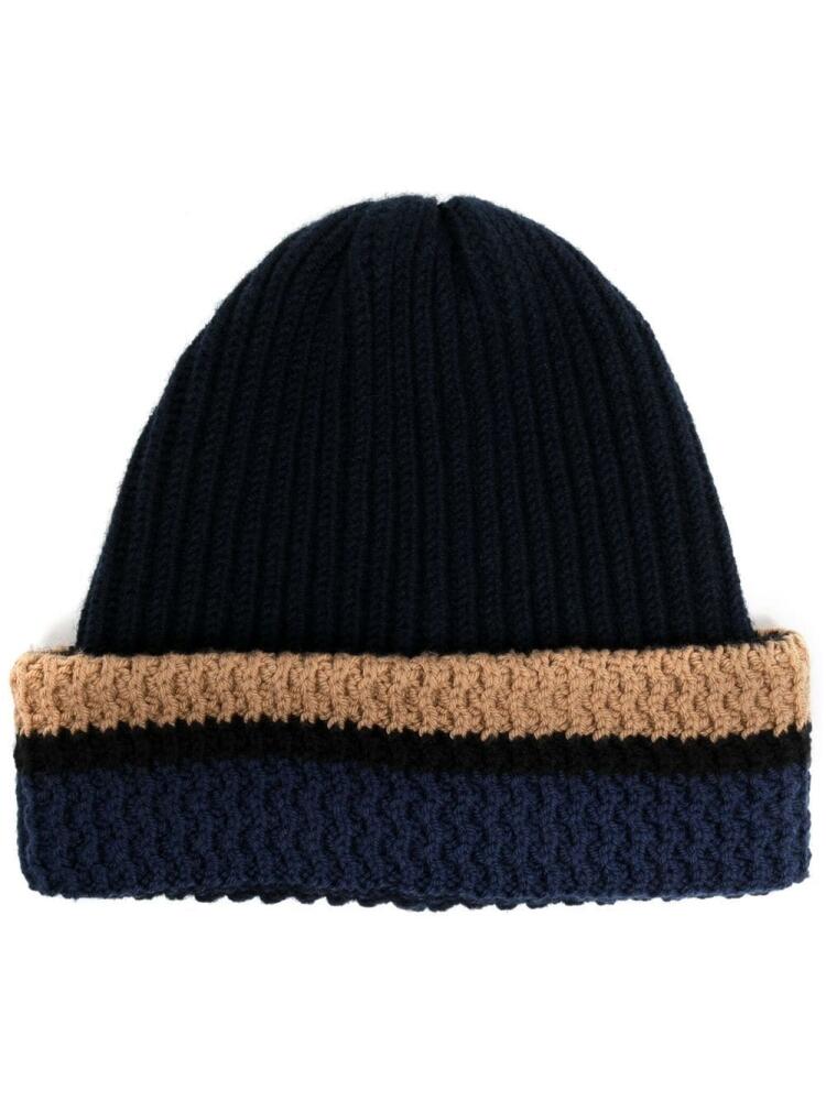 Pringle of Scotland colour-block wool-cashmere beanie - Blue Cover