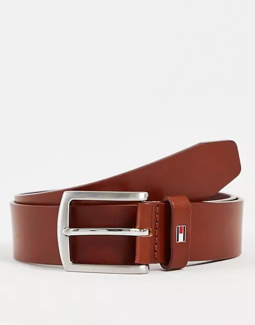 Tommy Hilfiger new denton 3.5cm leather belt in dark tan-Brown Cover