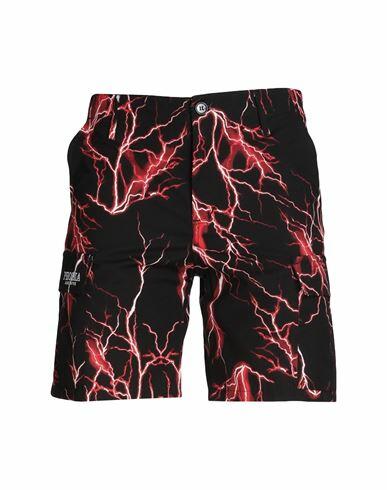 Phobia Archive Black Cargo Shorts With Red All Over Lightning Man Shorts & Bermuda Shorts Black Cotton Cover