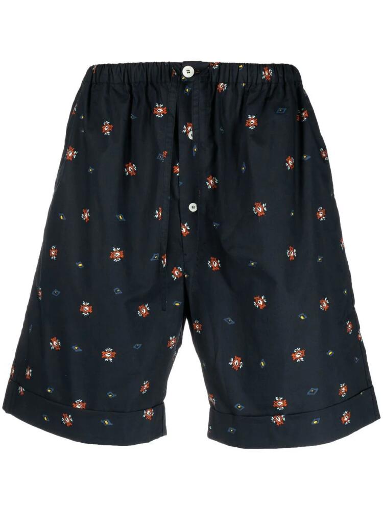 Nick Fouquet graphic-print drawstring shorts - Blue Cover