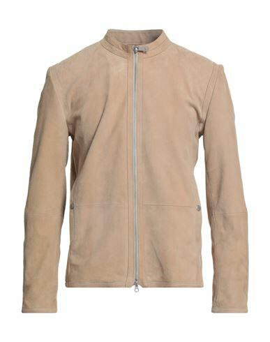 Paolo Pecora Man Jacket Beige Goat skin, Polyester Cover