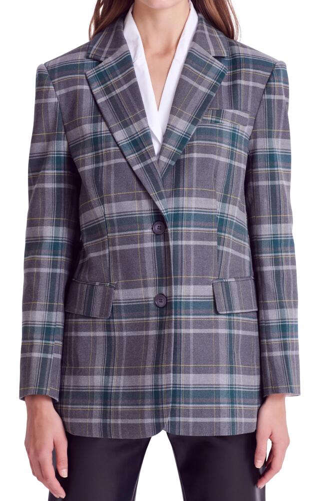 English Factory Plaid Two-Button Blazer in Grey/Green Cover