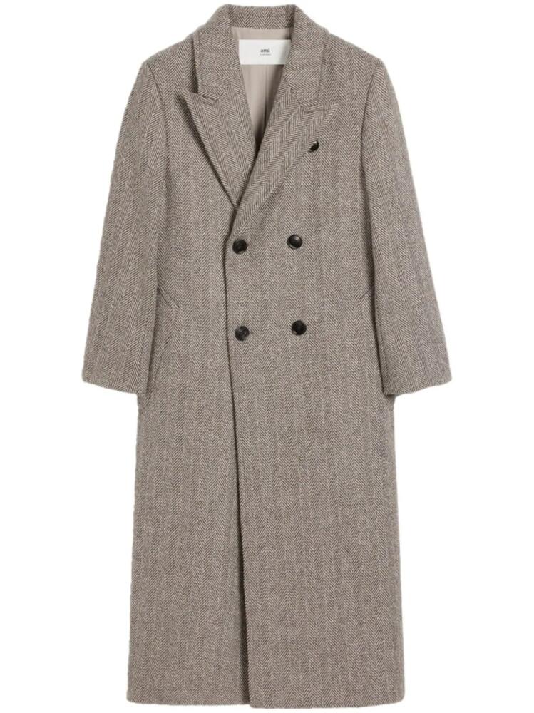 AMI Paris double breasted wool coat - Brown Cover