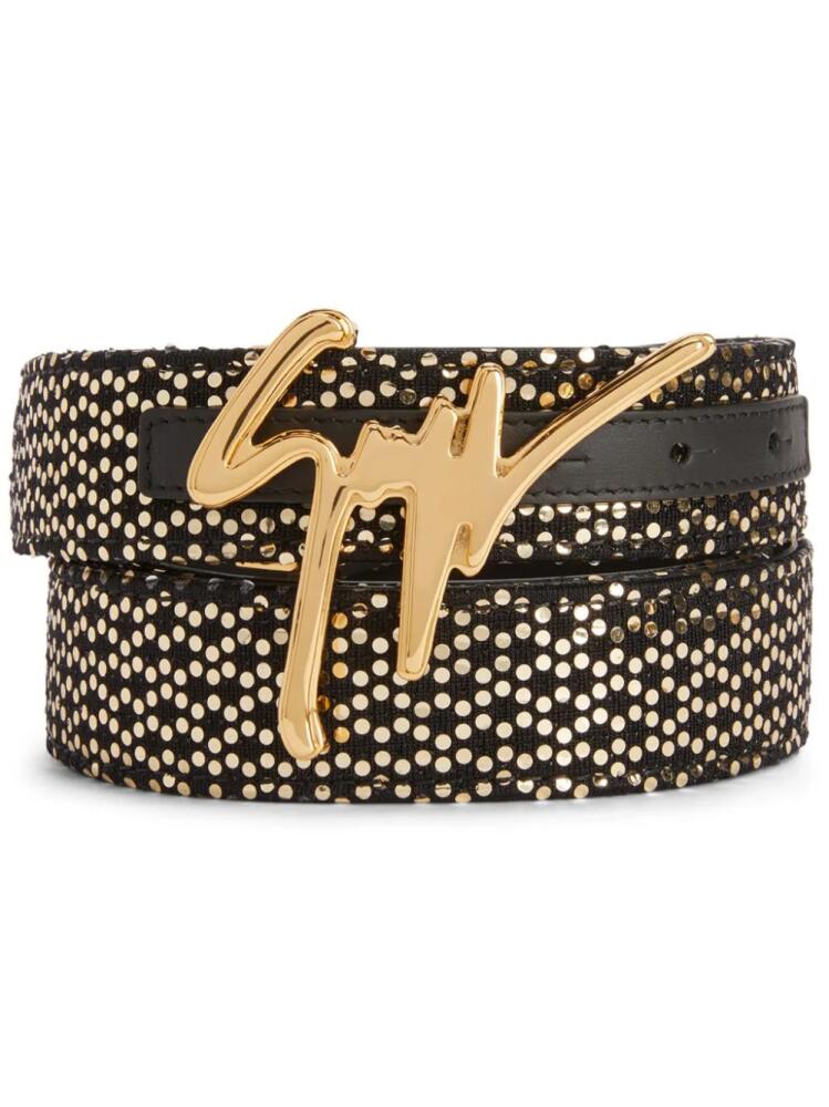 Giuseppe Zanotti logo-buckle laminated-finish belt - Gold Cover