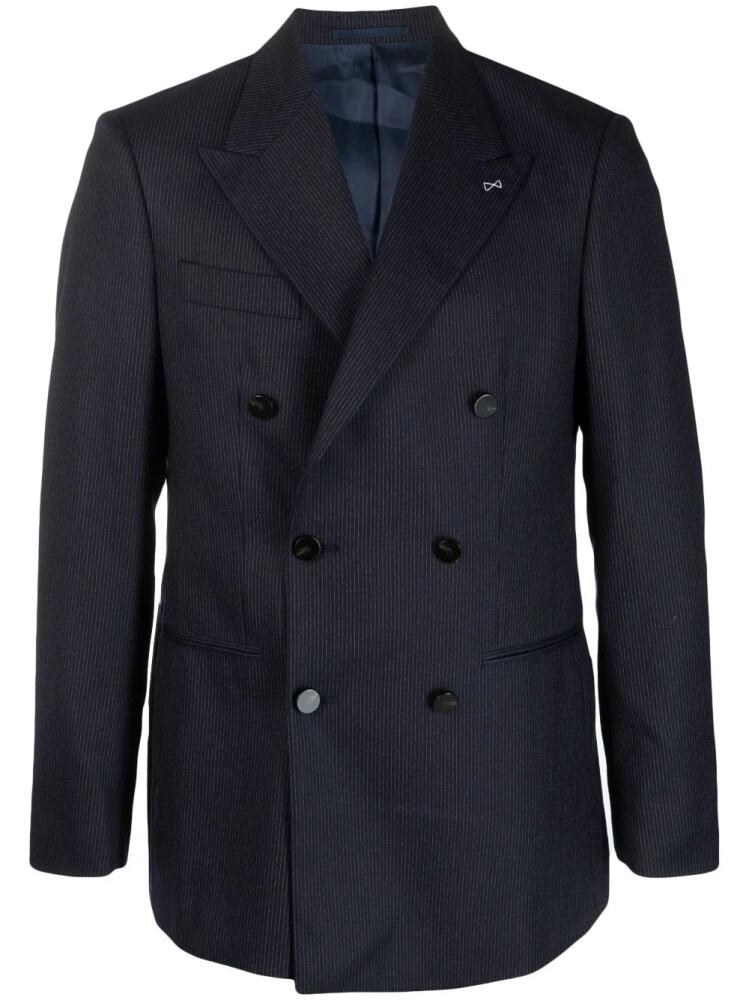 D4.0 striped double-breasted wool blazer - Blue Cover