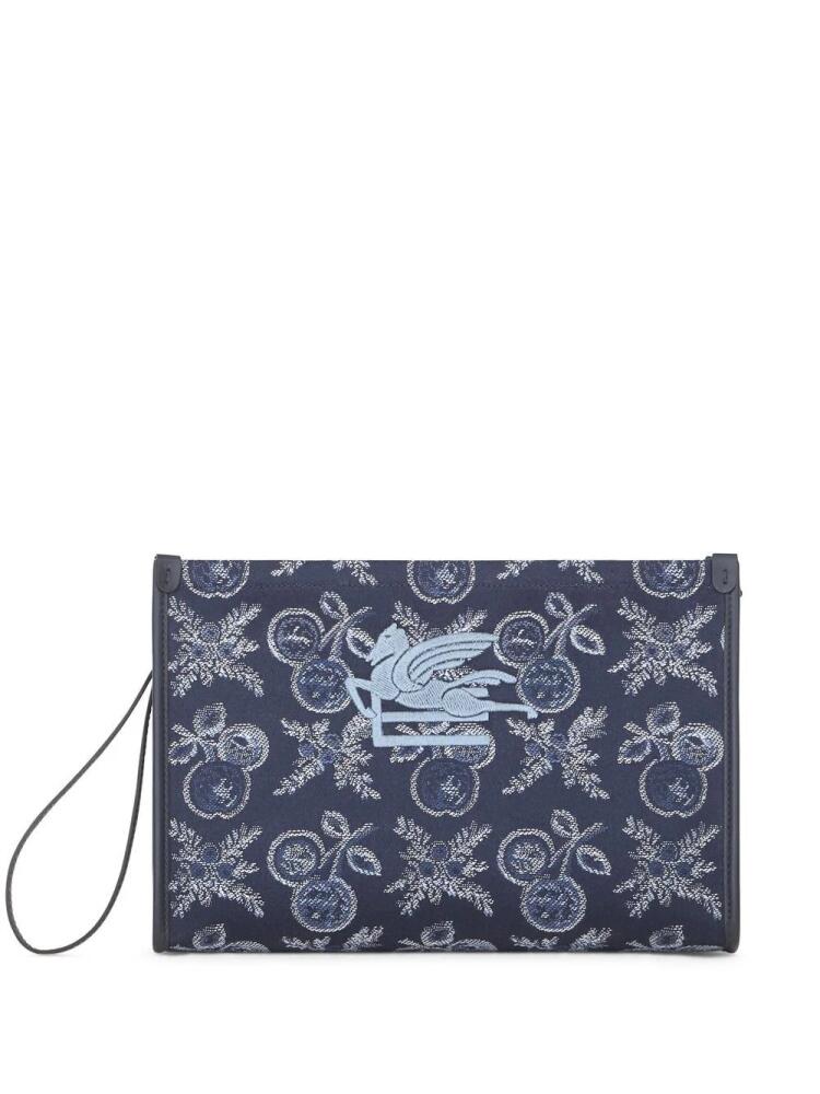 ETRO logo-embroidered jacquard beauty case - Blue Cover