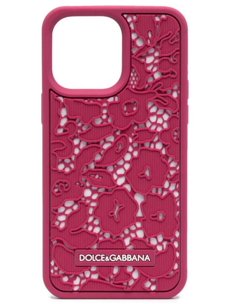 Dolce & Gabbana floral lace iPhone 14 Pro Max case - Pink Cover