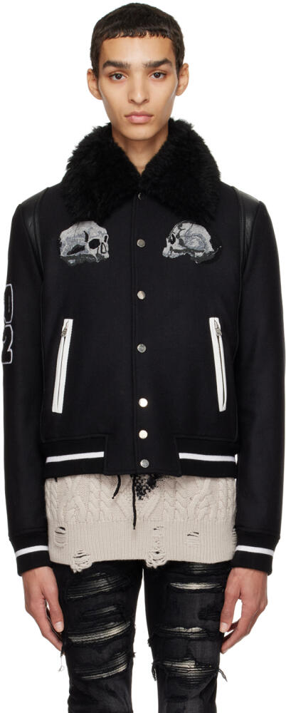 AMIRI Black Wes Lang Edition Skull Varsity Bomber Cover