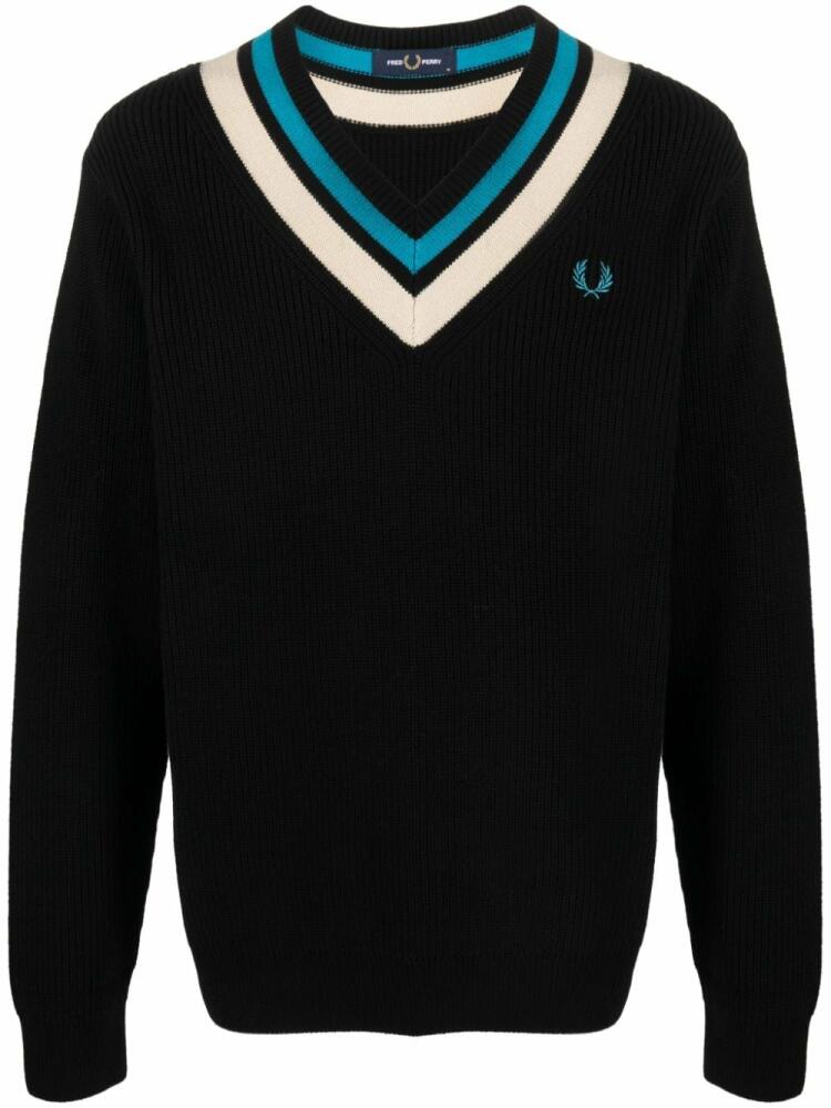 Fred Perry logo-embroidered ribbed-knit jumper - Black Cover