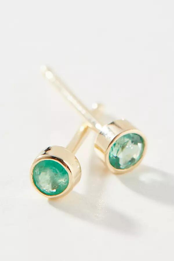 Maya Brenner 14k Yellow Gold Birthstone Post Earrings Cover