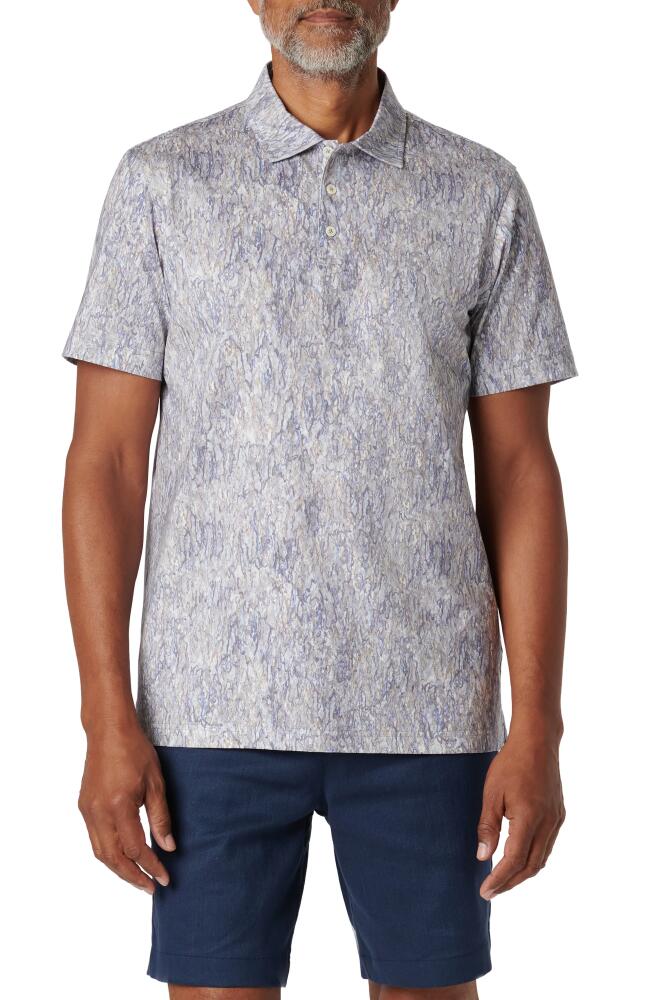 Bugatchi Victor OoohCotton Marble Print Polo in Sand Cover