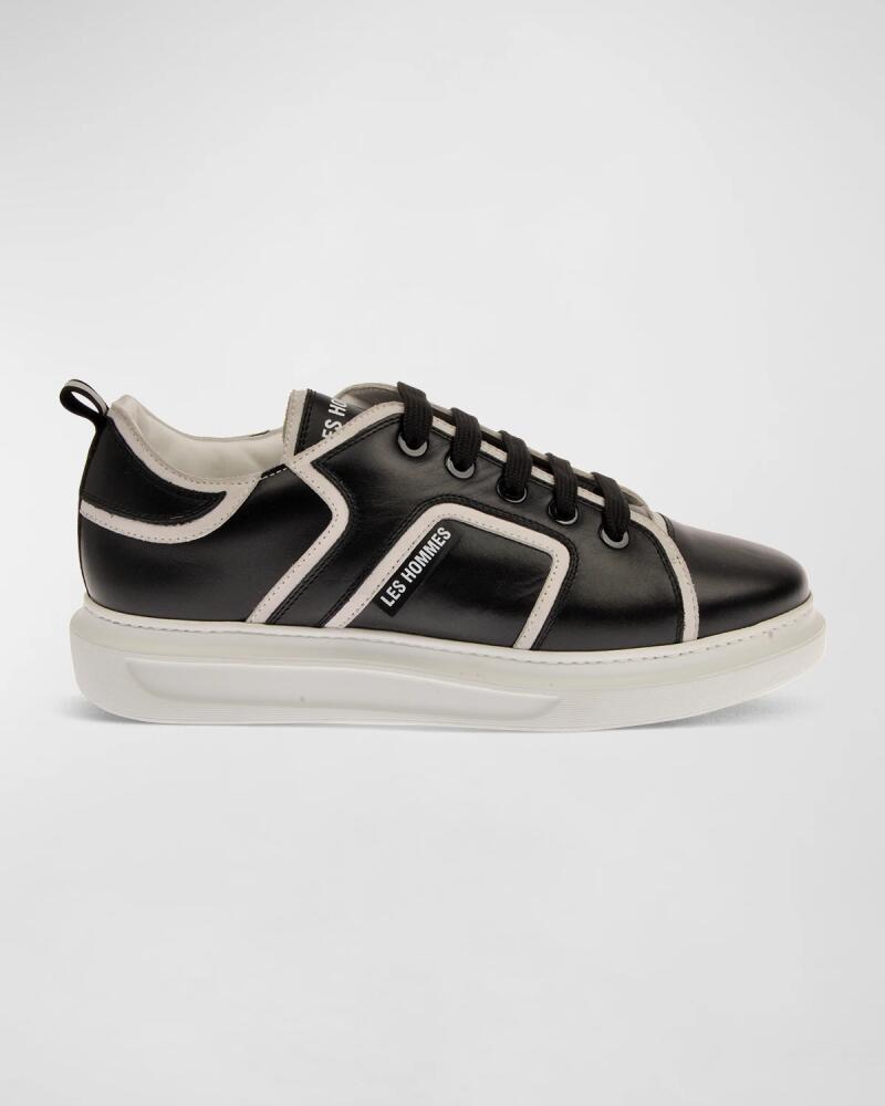 Les Hommes Men's Two-Tone Leather Low-Top Sneakers Cover