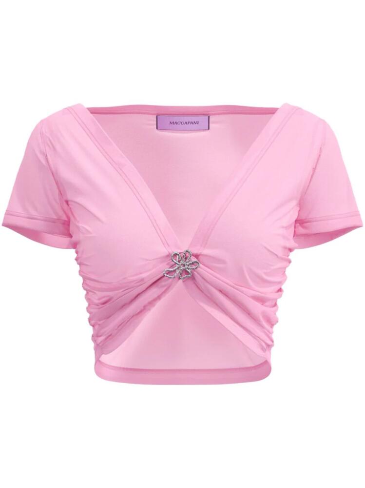 Margherita MACCAPANI Angela gathered-detail cropped top - Pink Cover