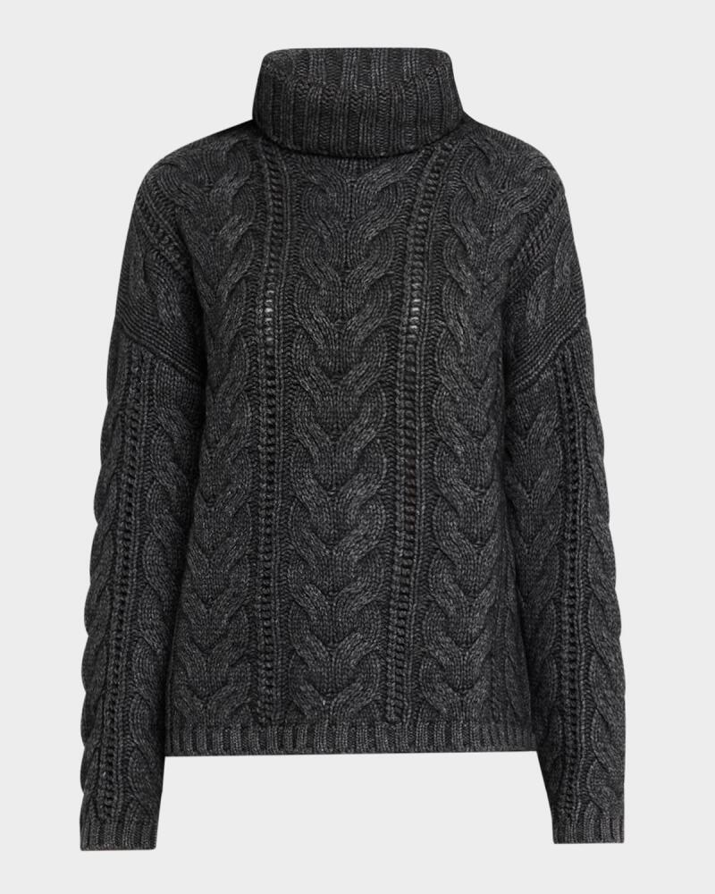 Naadam Wool-Cashmere Cable Turtleneck Sweater Cover