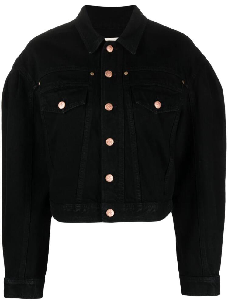 Ulla Johnson Cosette cropped denim jacket - Black Cover