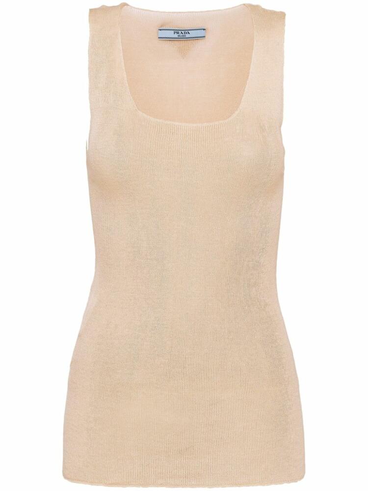 Prada cotton ribbed tank top - Neutrals Cover