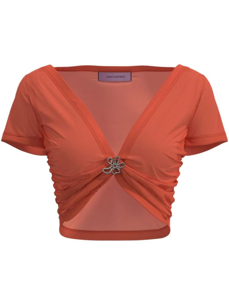 Margherita MACCAPANI Angela gathered-detail cropped top - Orange Cover