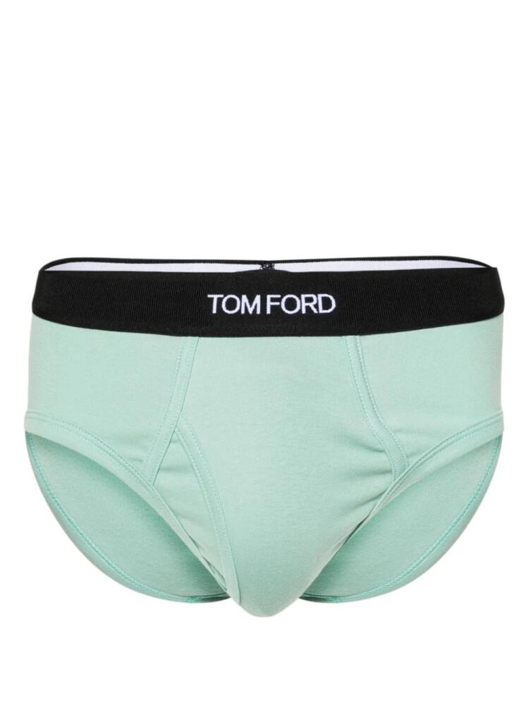 TOM FORD logo-waistband cotton briefs - Green Cover