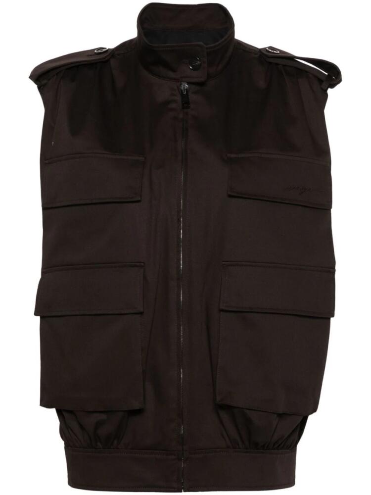 MSGM embroidered-logo twill gilet - Brown Cover