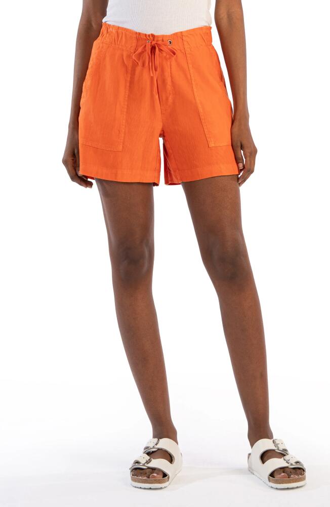 KUT from the Kloth Katana Drawstring Linen Blend Shorts in Papaya Cover