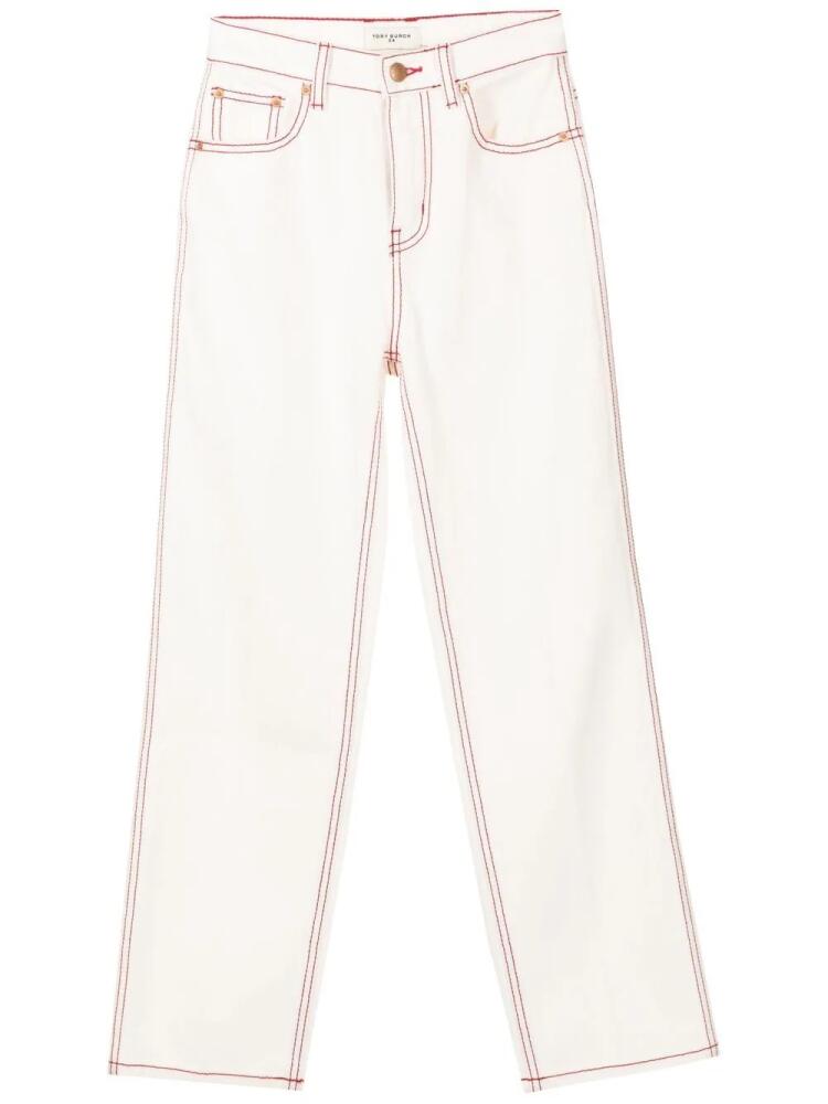 Tory Burch contrast-stitching straight jeans - White Cover