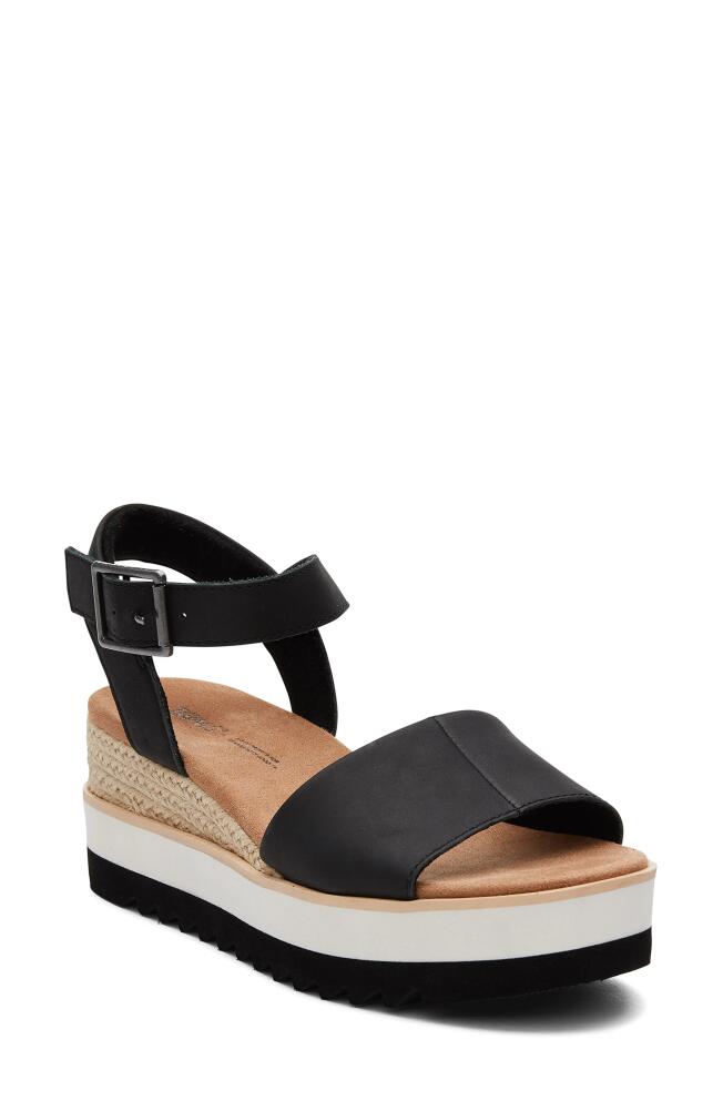 TOMS Diana Platform Wedge Sandal in Black Leather Cover