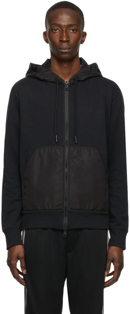 Moncler Black Recycled Jersey Zip-Up Hoodie Cover