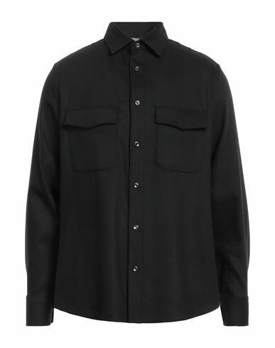 Agnona Man Shirt Black Wool, Cashmere, Metal Cover