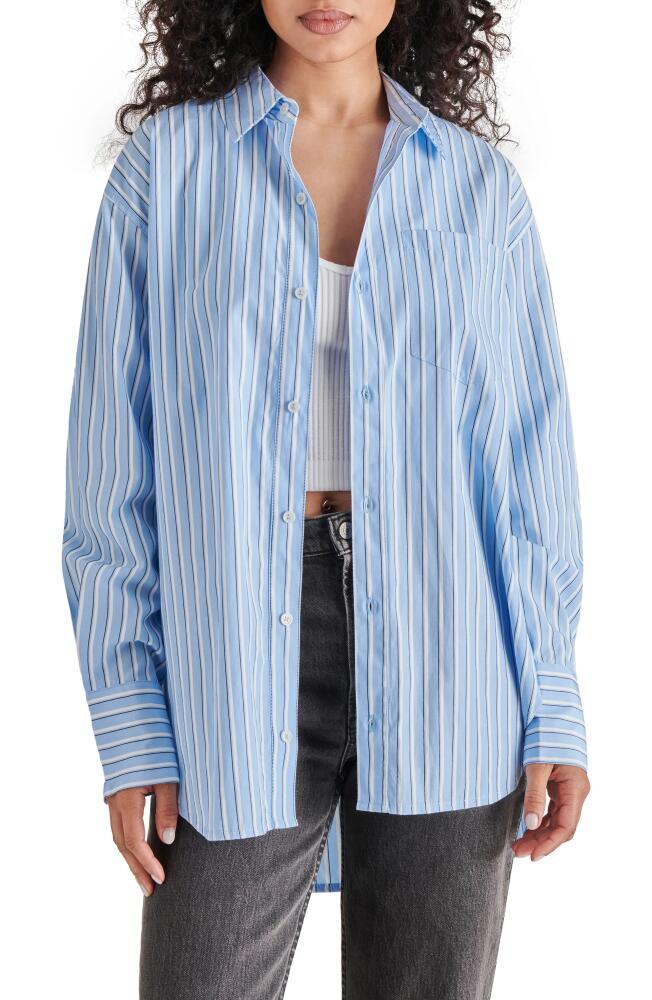 Steve Madden Stripe Button-Up Shirt in Light Blue Cover