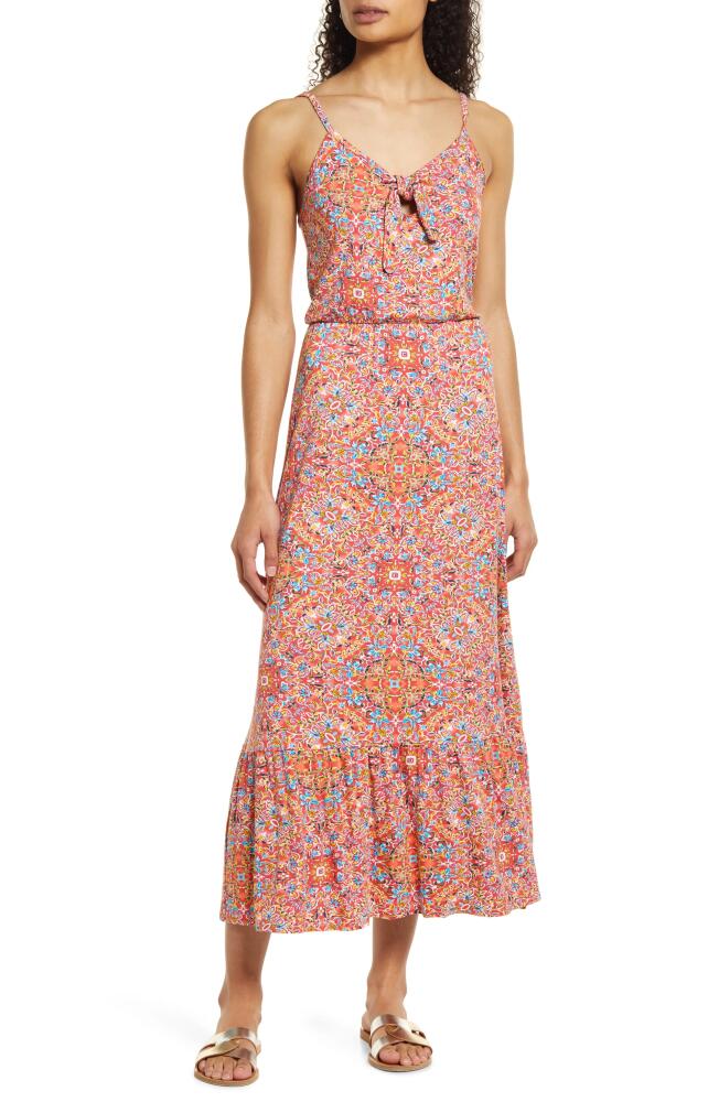 Loveappella Tie Front Maxi Sundress in Coral Cover