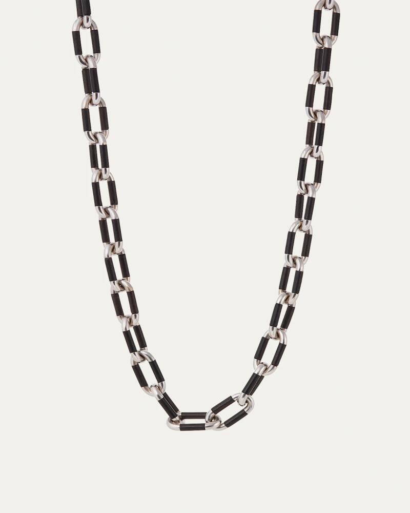 Sidney Garber 18K White Gold and Black Ebony Oval Link Necklace, 28"L Cover