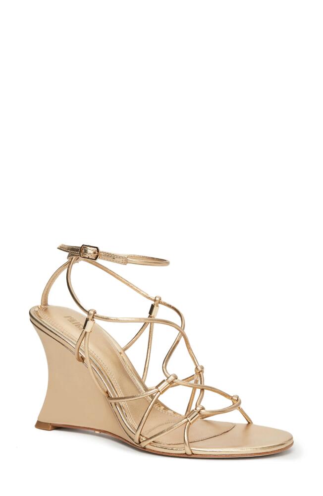 PAIGE Varya Ankle Strap Wedge Sandal in Dark Gold Cover