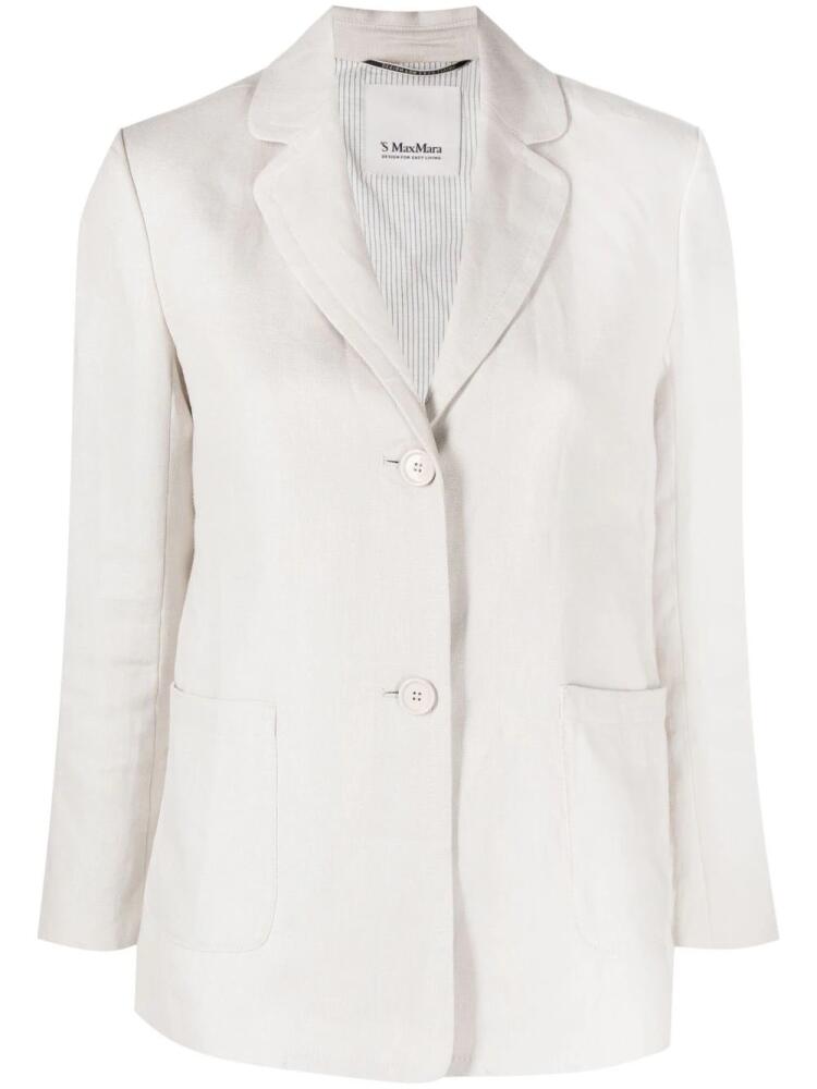 'S Max Mara single-breasted linen blazer - Neutrals Cover