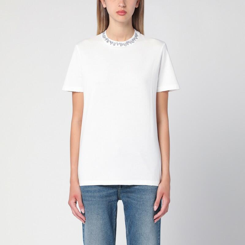 Golden Goose White cotton T-shirt with crystals Cover