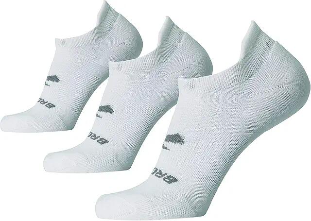 Brooks Run-In No Show 3-Pack (White) No Show Socks Shoes Cover