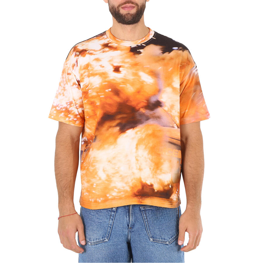 424 Mens Explosion Print Short Sleeve Cotton T-shirt Cover