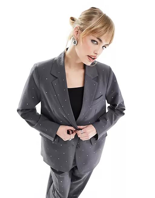 Only rhinestone blazer in dark gray - part of a set Cover