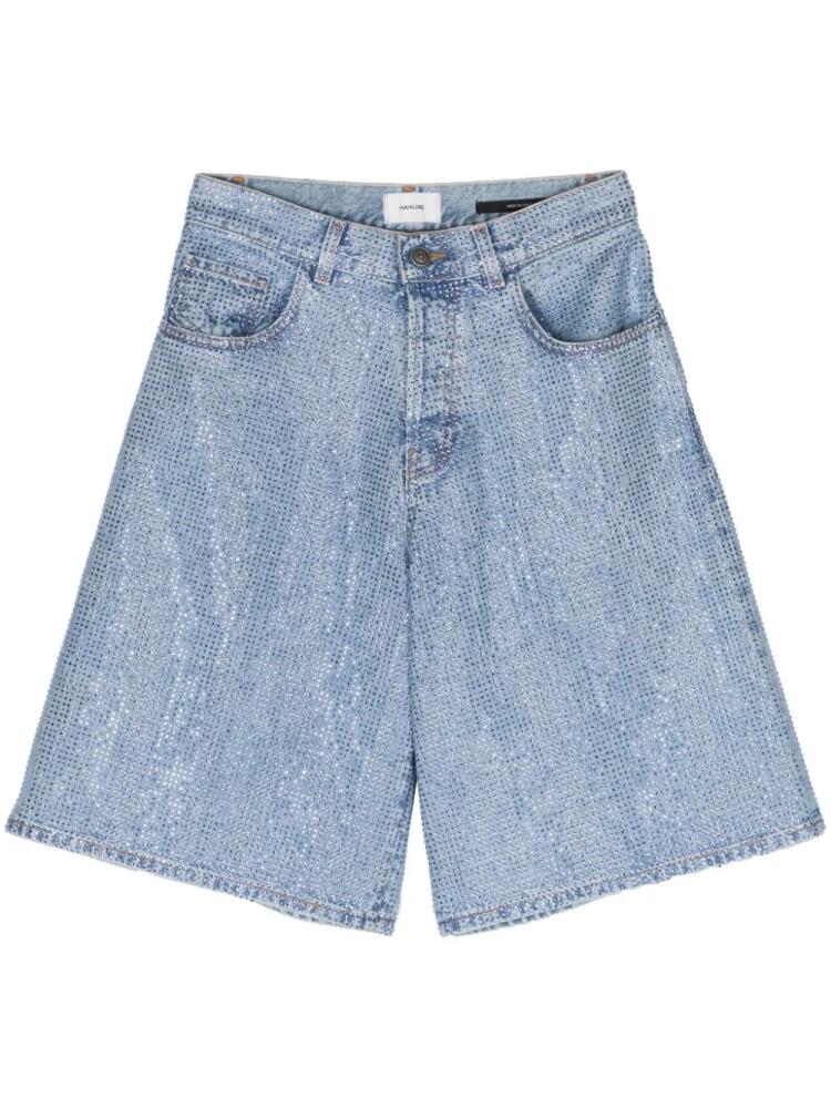 Haikure Becky crystal-embellished denim shorts - Blue Cover