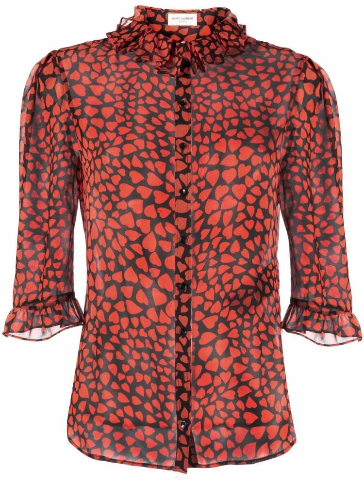 Saint Laurent heart-print blouse - Red Cover