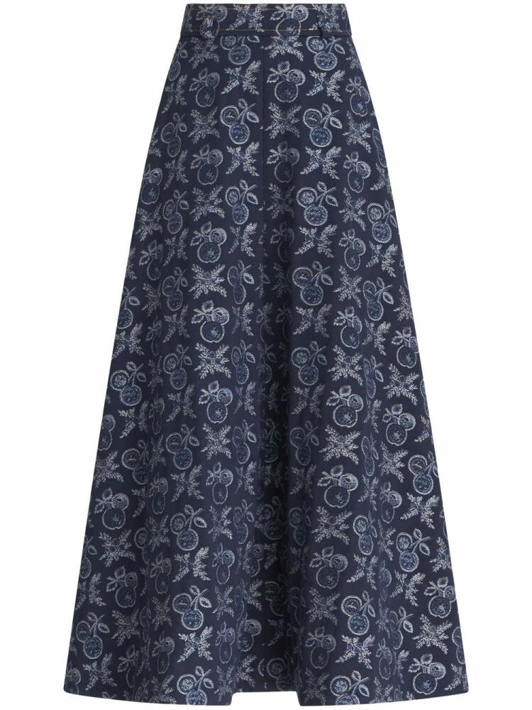 ETRO jacquard denim A-line midi skirt - Blue Cover