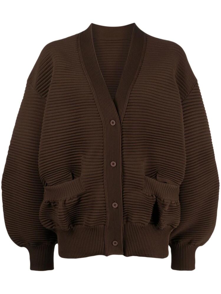 JNBY balloon-sleeve ribbed cardigan - Brown Cover