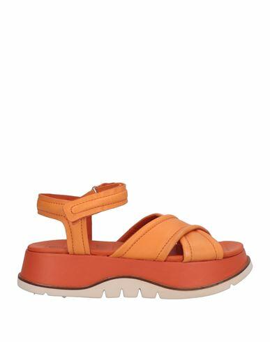 Elvio Zanon Woman Sandals Orange Leather Cover