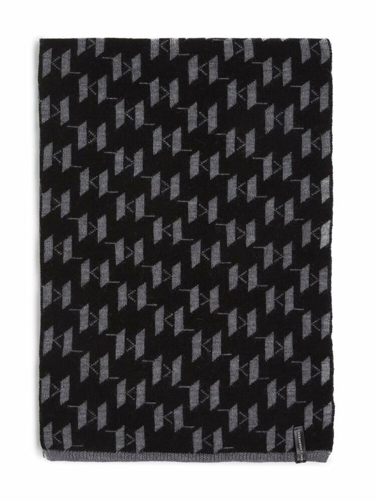 Karl Lagerfeld monogram knitted scarf - Black Cover