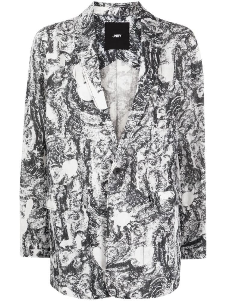 JNBY bunny-print linen blazer - White Cover