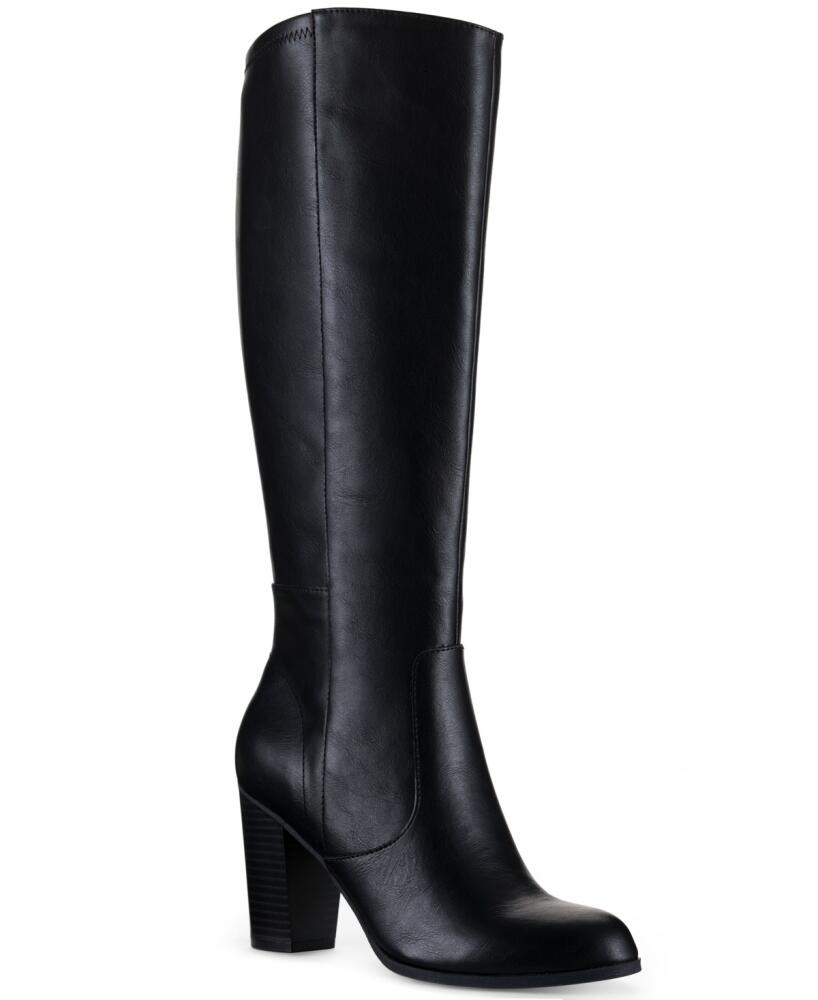 Style & Co Women's Addyy Knee High Dress Boots, Created for Macy's - Black Smooth Cover